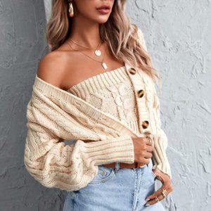 CASUAL DOLLZ Crop Cardigan With Camisole